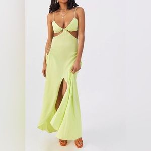 NWT For Love & Lemons Toni Cutout Maxi Dress in Green